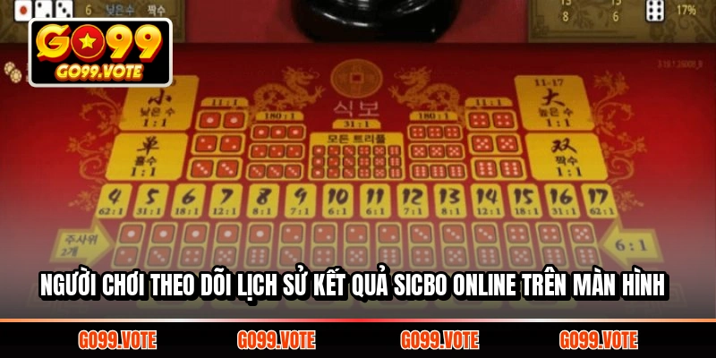 Người chơi theo dõi lịch sử kết quả sicbo online trên màn hình